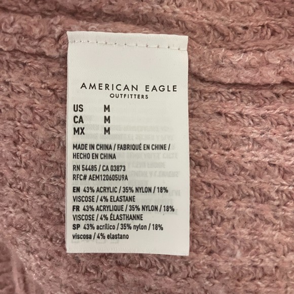 AMERICAN EAGLE PINK WAFFLE KNIT OVERSIZED V NECK TUNIC SWEATER MEDIUM - Picture 9 of 9